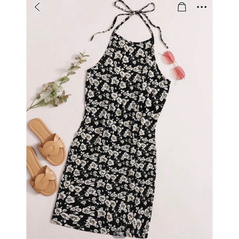 SOLD BLACK FLORAL SUMMER DRESS